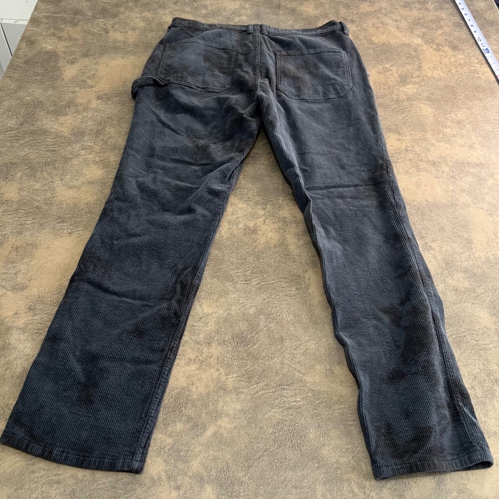 PacSun Carpenter Pants Mens 34x32 Black Corduroy Teal Dye Straight Leg‎ Workwear